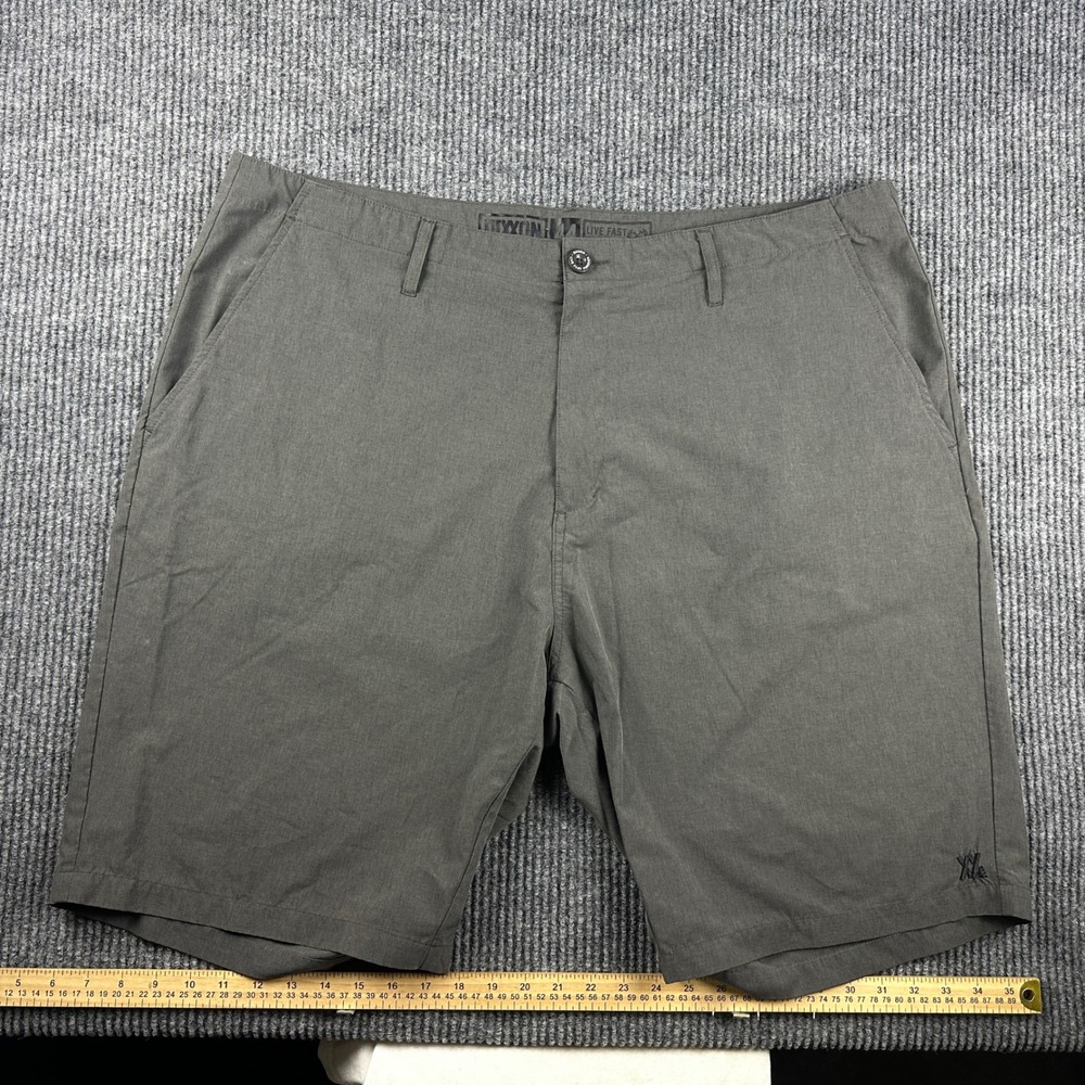 Dixxon Flannel Co Mens Gray Hybrid Shorts Size 44 Live Fast Forever Quick Dry